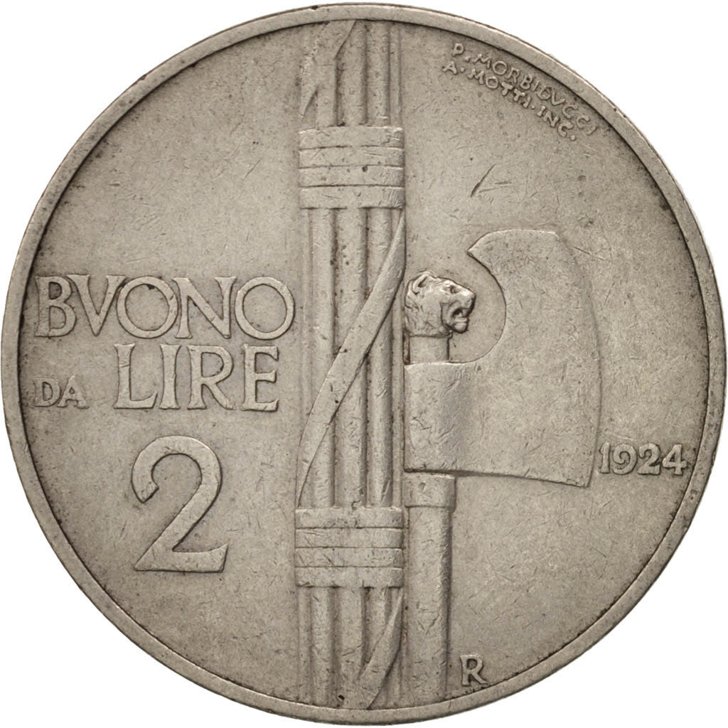 Moneta, Włochy, Vittorio Emanuele III, 2 Lire, 1924, Rome, EF(40-45), Nikiel