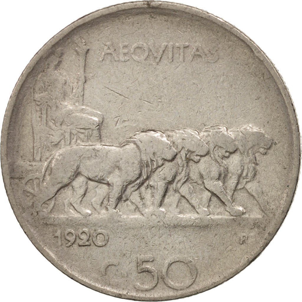 Moneta, Italia, Vittorio Emanuele III, 50 Centesimi, 1920, Rome, MB, Nichel
