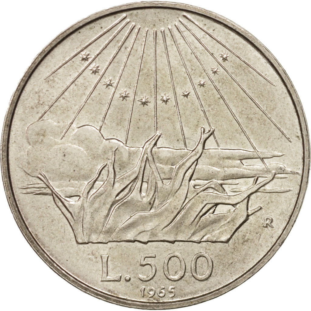 Italy, 500 Lire, 1965, Rome, MS(63), Silver, KM:100