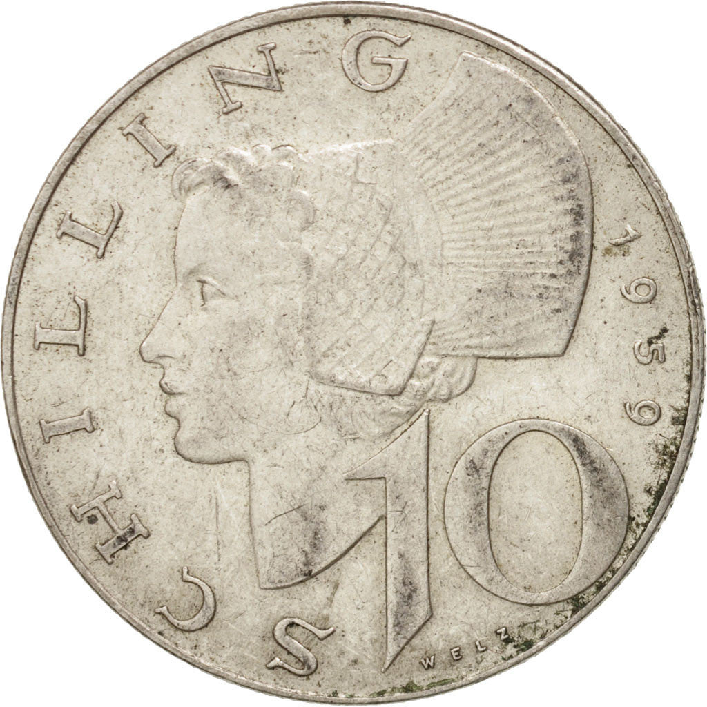 Austria, 10 Schilling, 1959, Vienne, AU(55-58), Silver, KM:2882