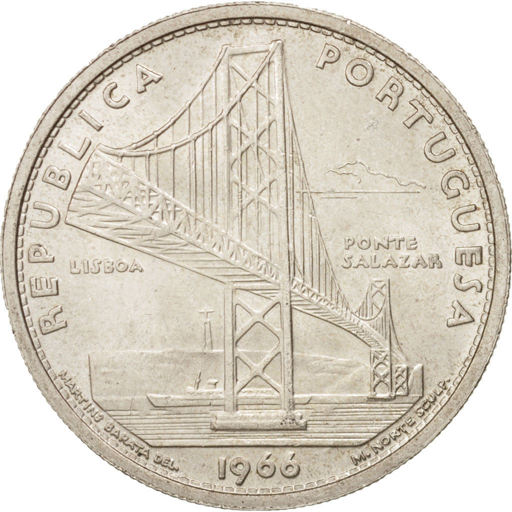 Portugal, 20 Escudos, 1966, Lisbon, MS(60-62), Silver, KM:592