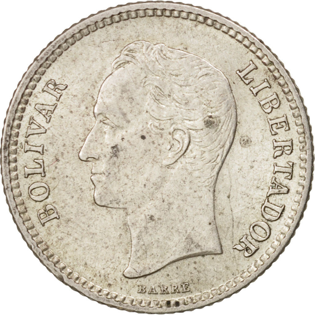 Coin, Venezuela, 25 Centimos, 1954, MS(60-62), Silver, KM:35