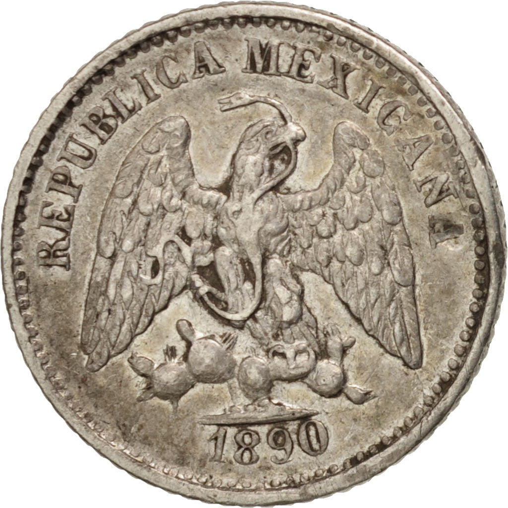 Mexico, 5 Centavos, 1890, Culiacan, AU(55-58), Silver, KM:398.2