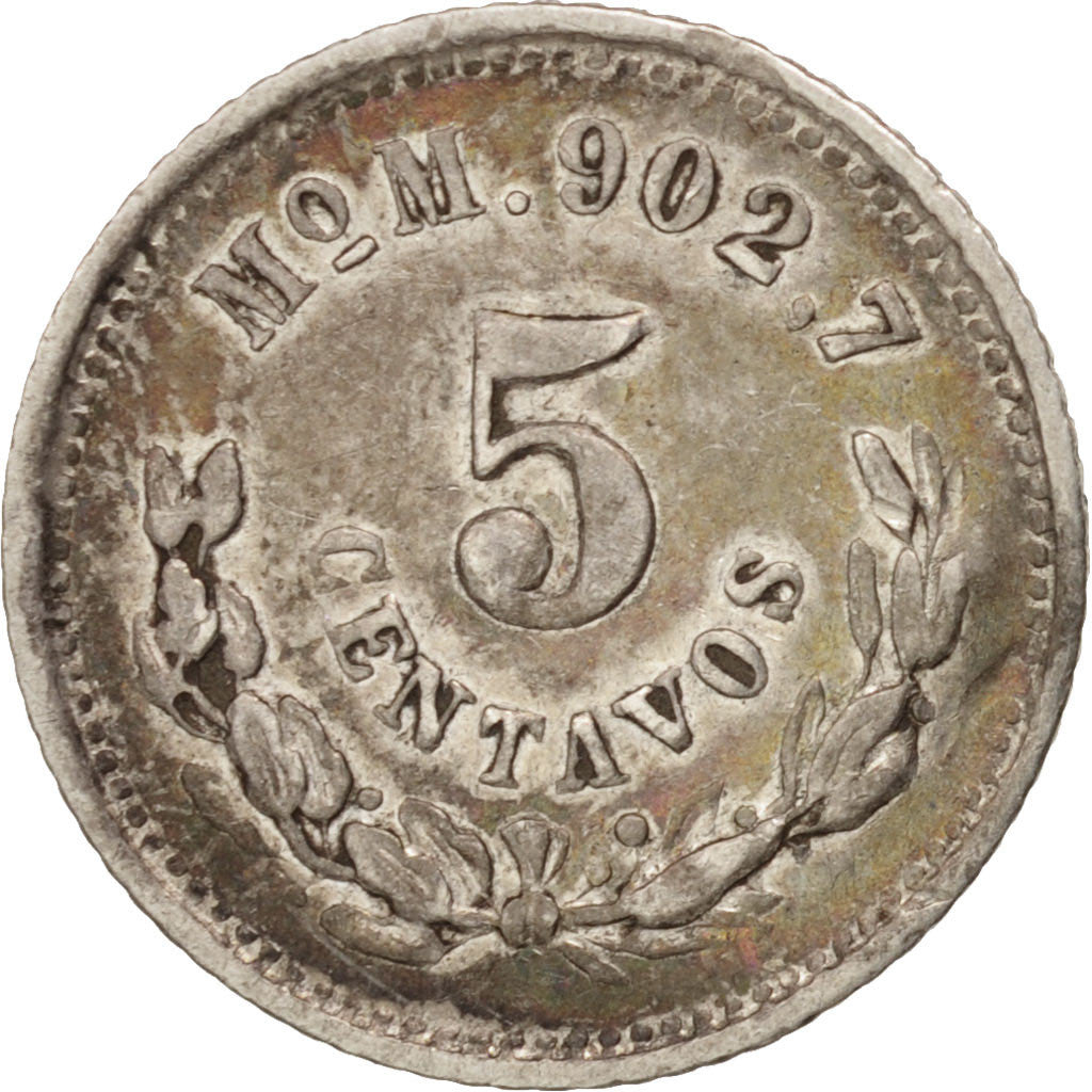 Mexico, 5 Centavos, 1890, Culiacan, AU(55-58), Silver, KM:398.2