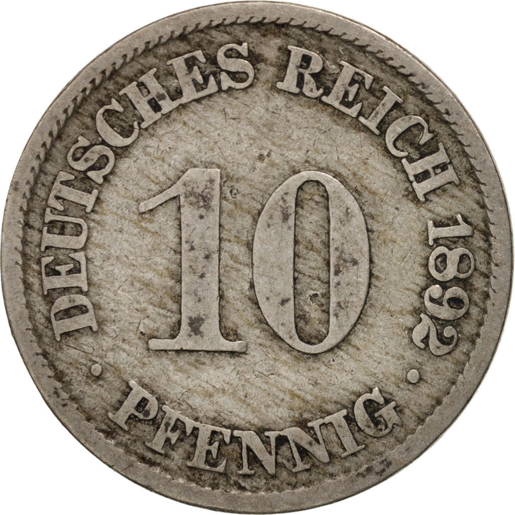 Coin, GERMANY - EMPIRE, Wilhelm II, 10 Pfennig, 1892, Berlin, EF(40-45)