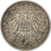 Coin, GERMANY - EMPIRE, 1/2 Mark, 1905, Stuttgart, AU(55-58), Silver, KM:17