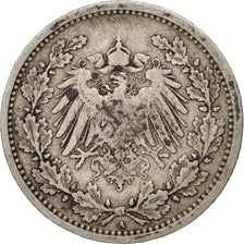 GERMANY - EMPIRE, 1/2 Mark, 1905, Berlin, VF(30-35), Silver, KM:17