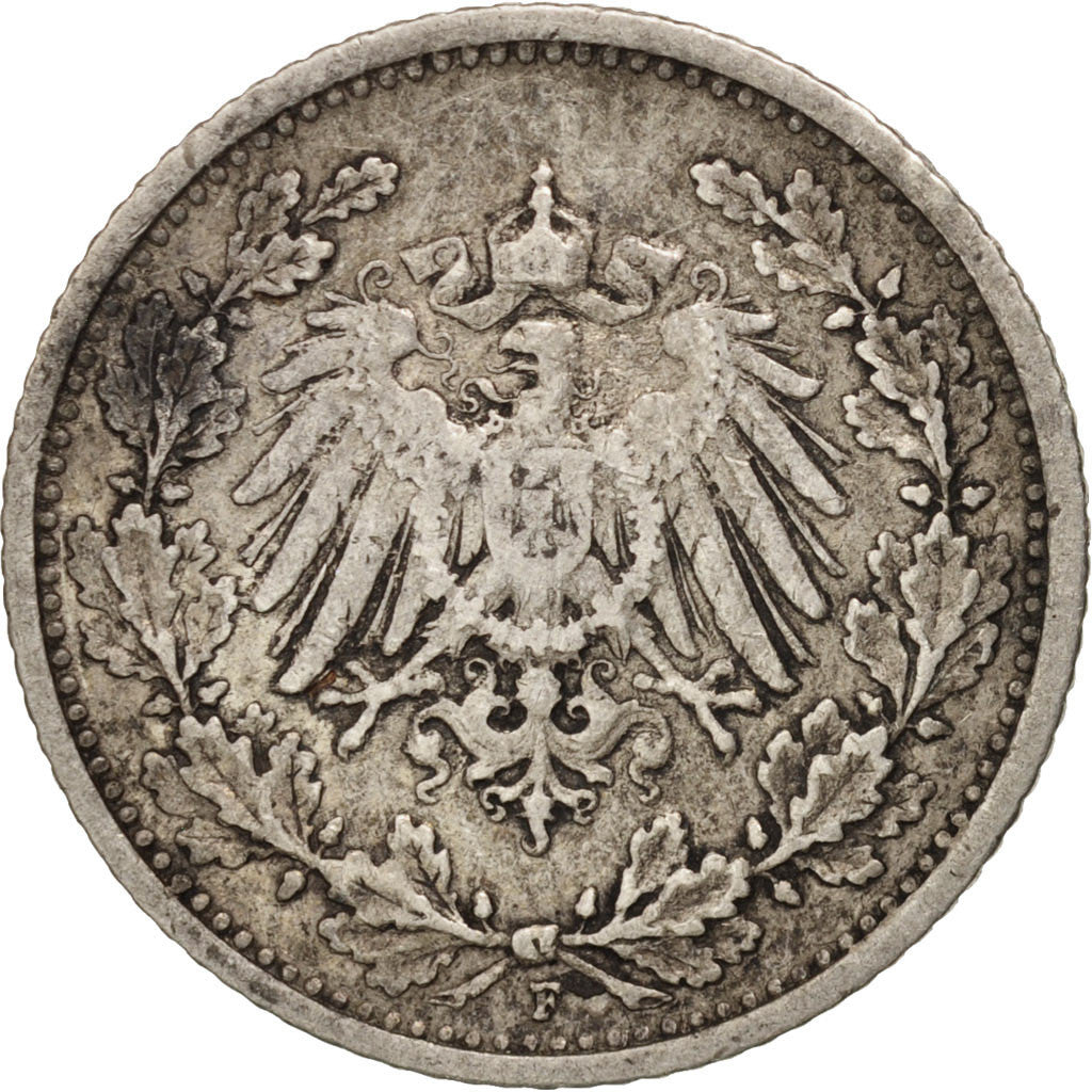 Coin, GERMANY - EMPIRE, 1/2 Mark, 1906, Stuttgart, EF(40-45), Silver, KM:17
