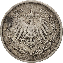 Coin, GERMANY - EMPIRE, 1/2 Mark, 1906, Stuttgart, EF(40-45), Silver, KM:17