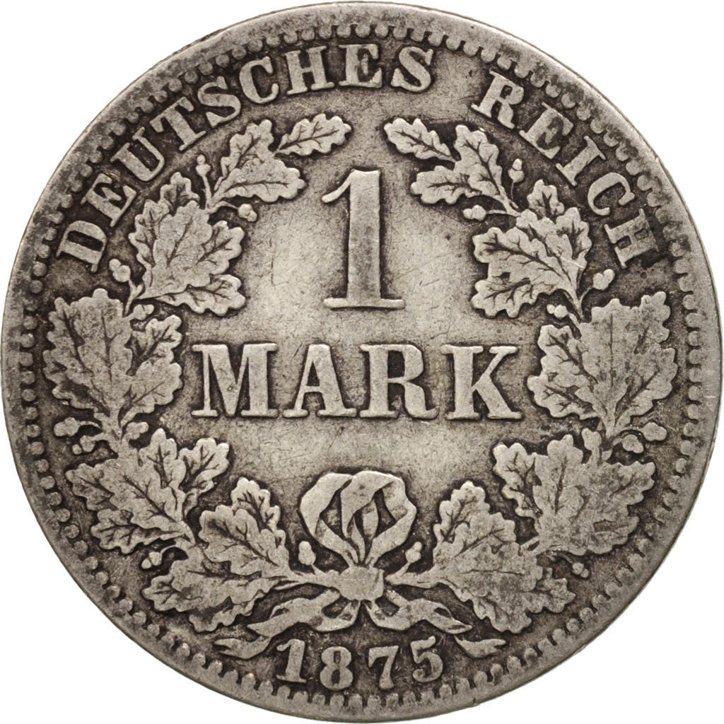 GERMANY - EMPIRE, Wilhelm I, Mark, 1875, Berlin, AU(50-53), Silver, KM:7