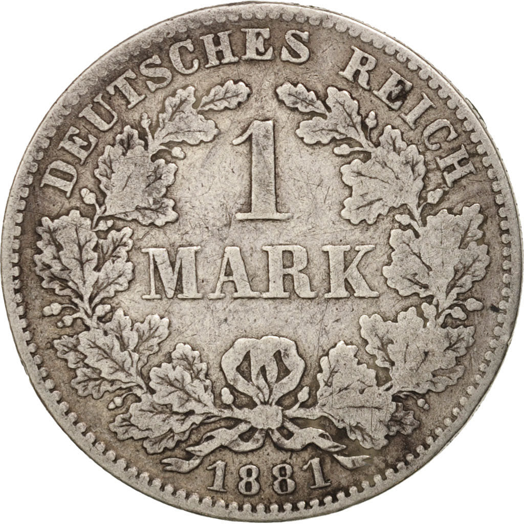 Coin, GERMANY - EMPIRE, Wilhelm I, Mark, 1881, Stuttgart, EF(40-45), Silver