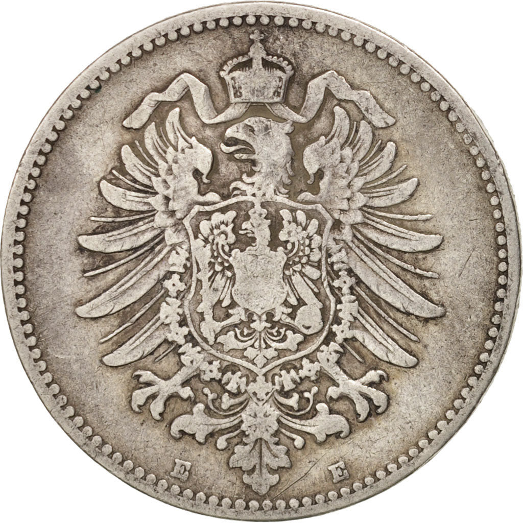 Coin, GERMANY - EMPIRE, Wilhelm I, Mark, 1881, Muldenhütten, AU(50-53), Silver