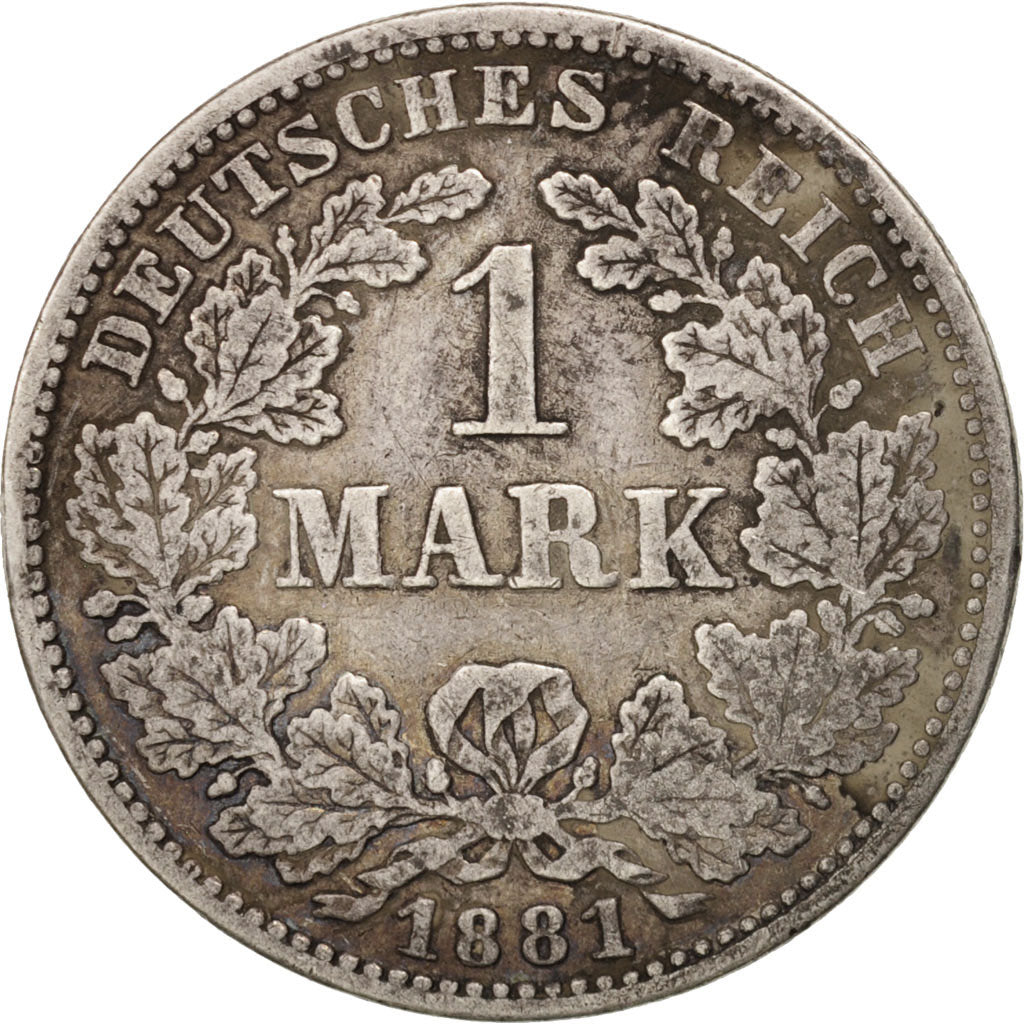 Coin, GERMANY - EMPIRE, Wilhelm I, Mark, 1881, Muldenhütten, AU(50-53), Silver