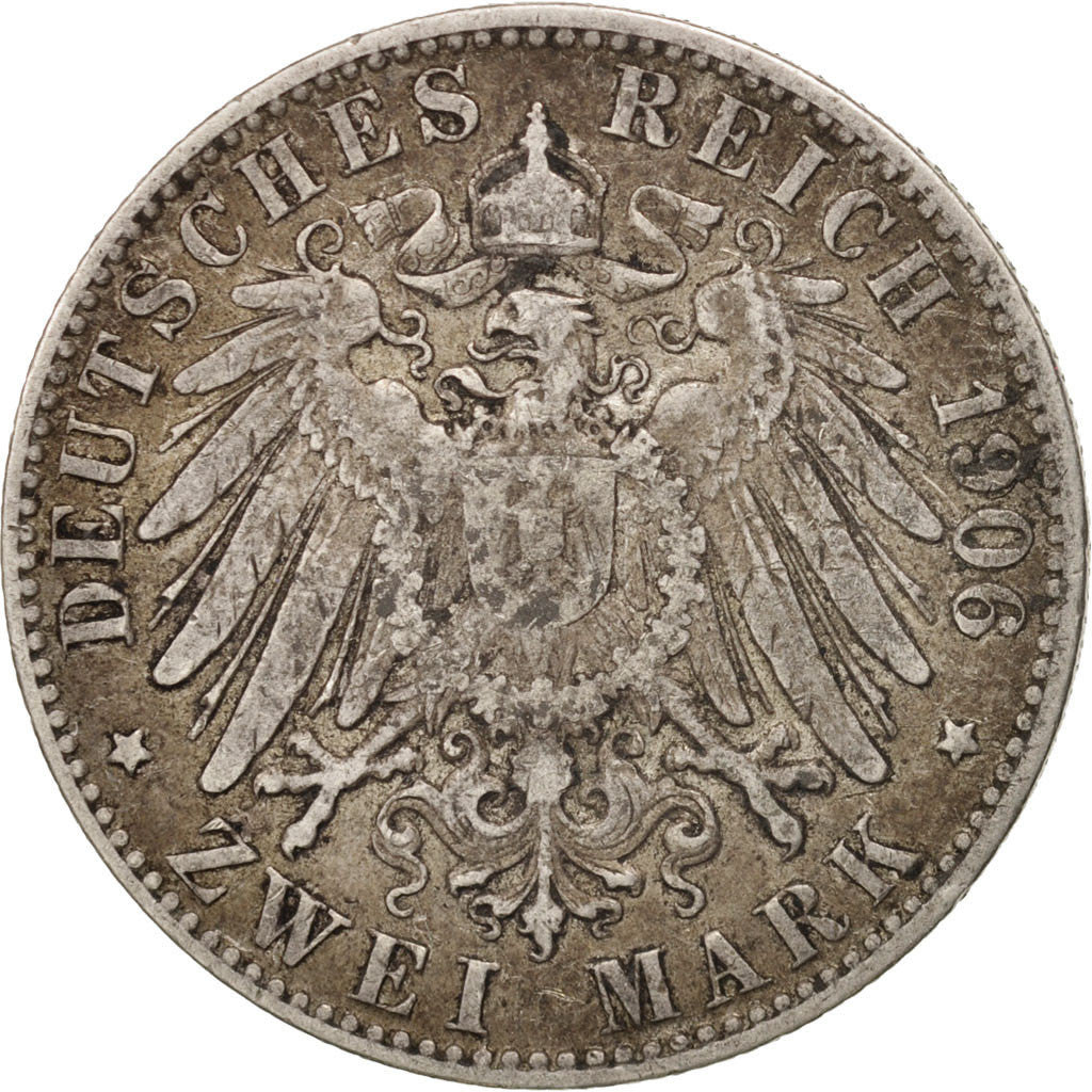 German States, HAMBURG, 2 Mark, 1906, Hamburg, EF(40-45), Silver, KM:612
