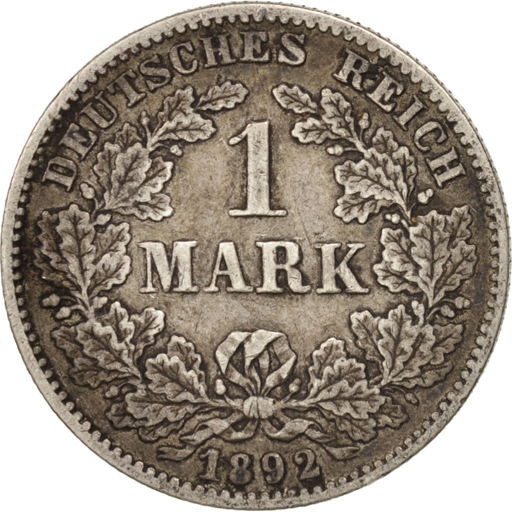 Coin, GERMANY - EMPIRE, Wilhelm II, Mark, 1892, Stuttgart, AU(50-53), Silver