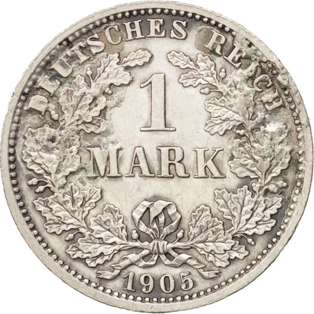 GERMANY - EMPIRE, Wilhelm II, Mark, 1905, Munich, AU(55-58), Silver, KM:14