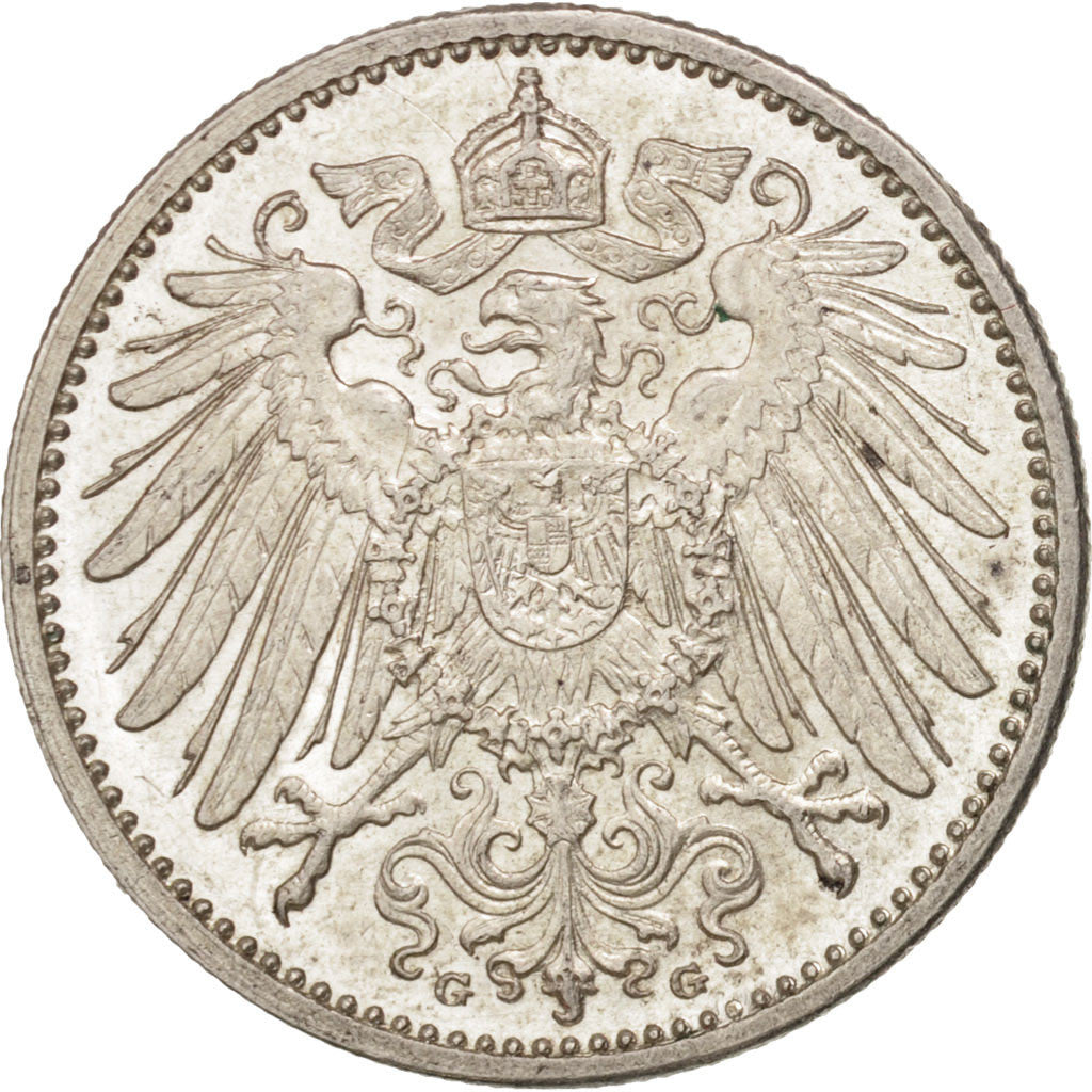 GERMANY - EMPIRE, Wilhelm II, Mark, 1915, Karlsruhe, MS(63), Silver, KM:14
