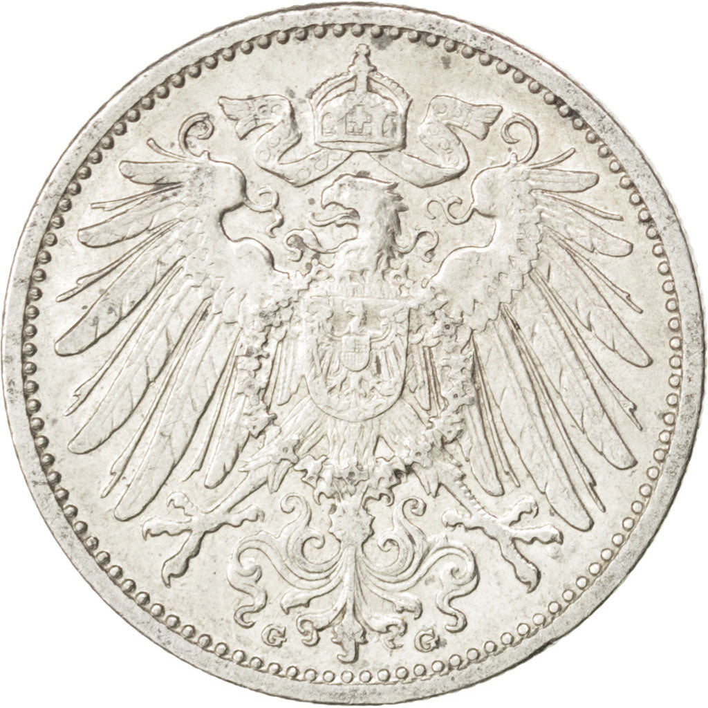 GERMANY - EMPIRE, Mark, 1908, Karlsruhe, KM #14, AU(50-53), Silver, 24, 5.56