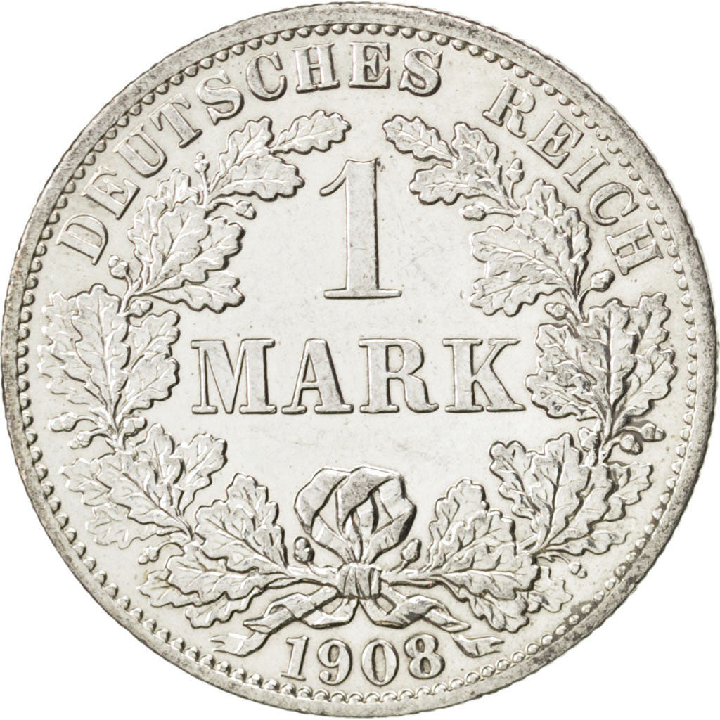Coin, GERMANY - EMPIRE, Wilhelm II, Mark, 1908, Berlin, AU(55-58), Silver, KM:14