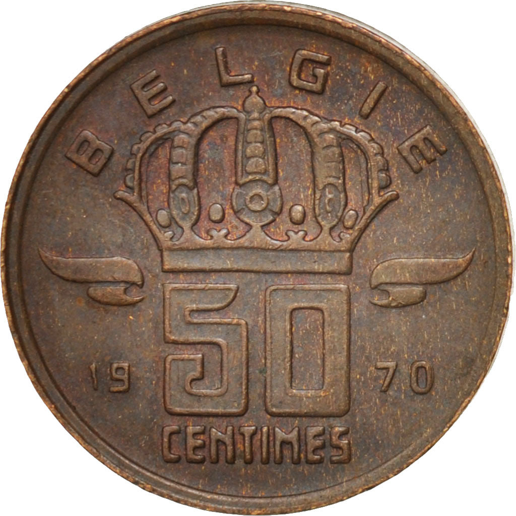 Moneta, Belgio, Baudouin I, 50 Centimes, 1970, BB+, Bronzo, KM:148.1