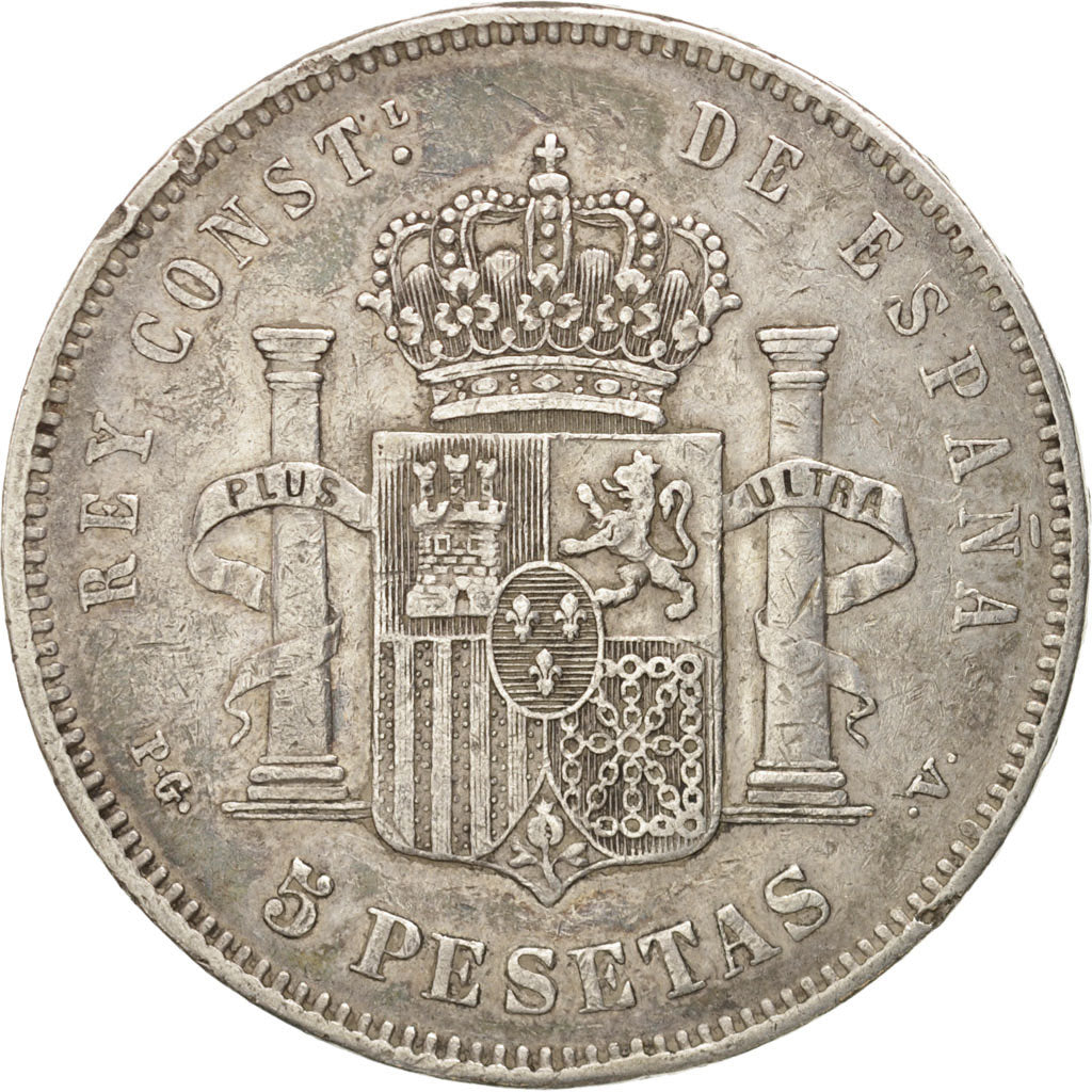 Spain, Alfonso XIII, 5 Pesetas, 1894, Madrid, VF(30-35), Silver, KM:700