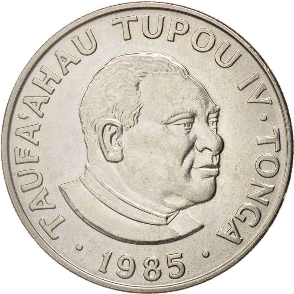 Tonga, King Taufa'ahau Tupou IV, Pa'anga, 1985, SPL-, Rame-nichel ricoperto i...