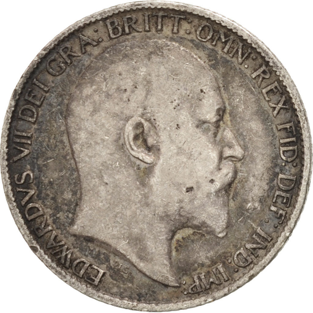 Coin, Great Britain, Edward VII, 6 Pence, 1910, VF(30-35), Silver, KM:799