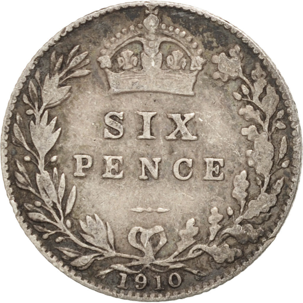 Coin, Great Britain, Edward VII, 6 Pence, 1910, VF(30-35), Silver, KM:799