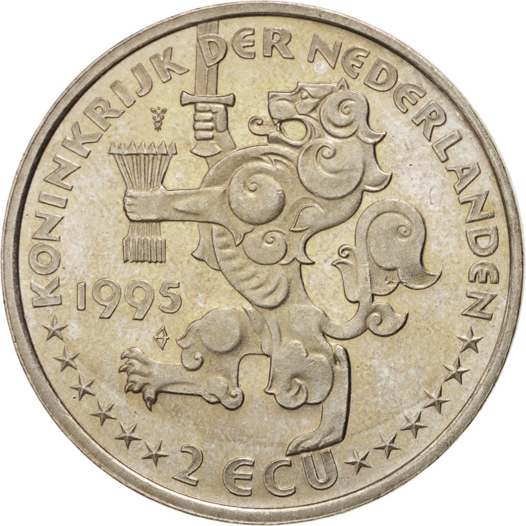 Netherlands, Beatrix, 2 ECU, 1995, Utrecht, AU(55-58), Copper-nickel, KM:94