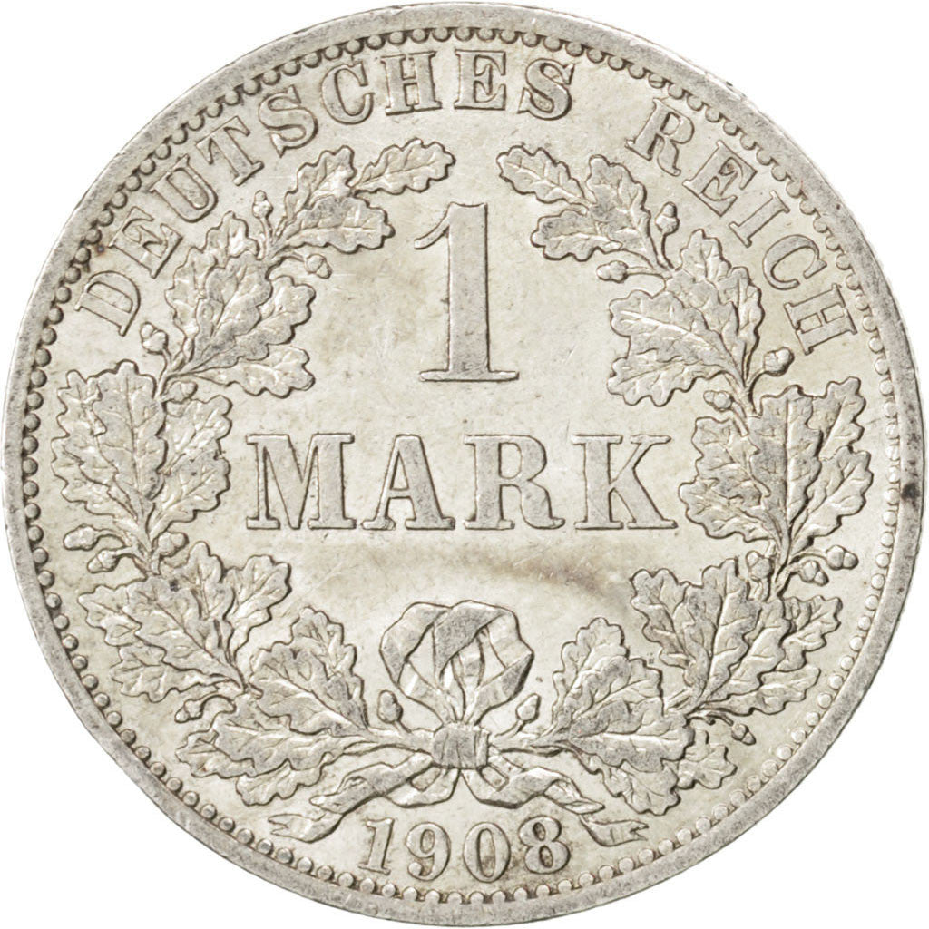 Coin, GERMANY - EMPIRE, Wilhelm II, Mark, 1908, Berlin, MS(60-62), Silver, KM:14