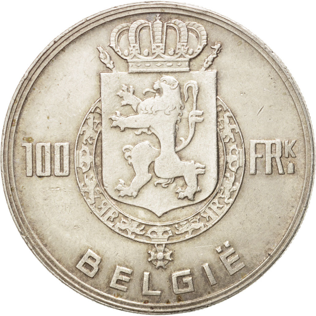 Belgium, 100 Francs, 100 Frank, 1948, EF(40-45), Silver