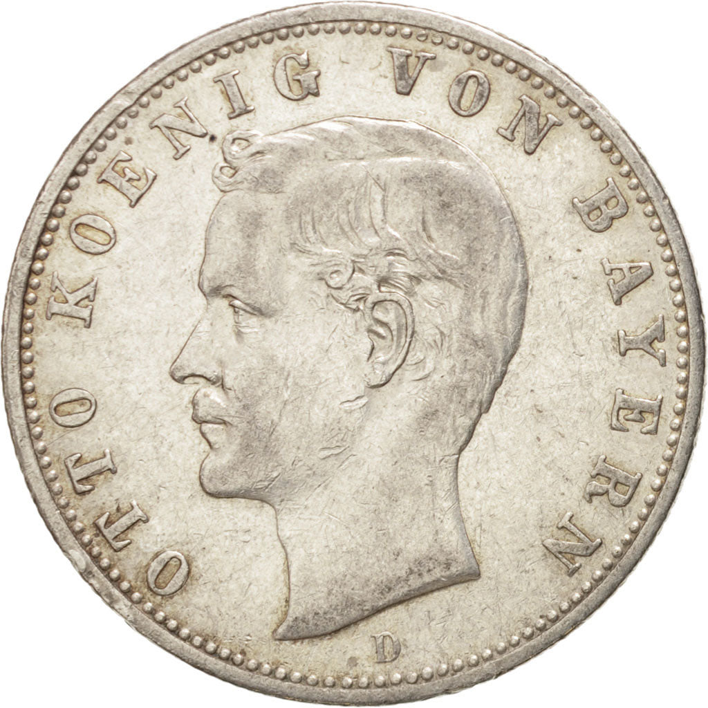 German States, BAVARIA, Otto, 2 Mark, 1906, Munich, AU(50-53), Silver, KM:913