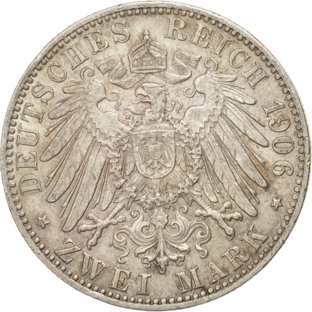 German States, BAVARIA, Otto, 2 Mark, 1906, Munich, AU(50-53), Silver, KM:913
