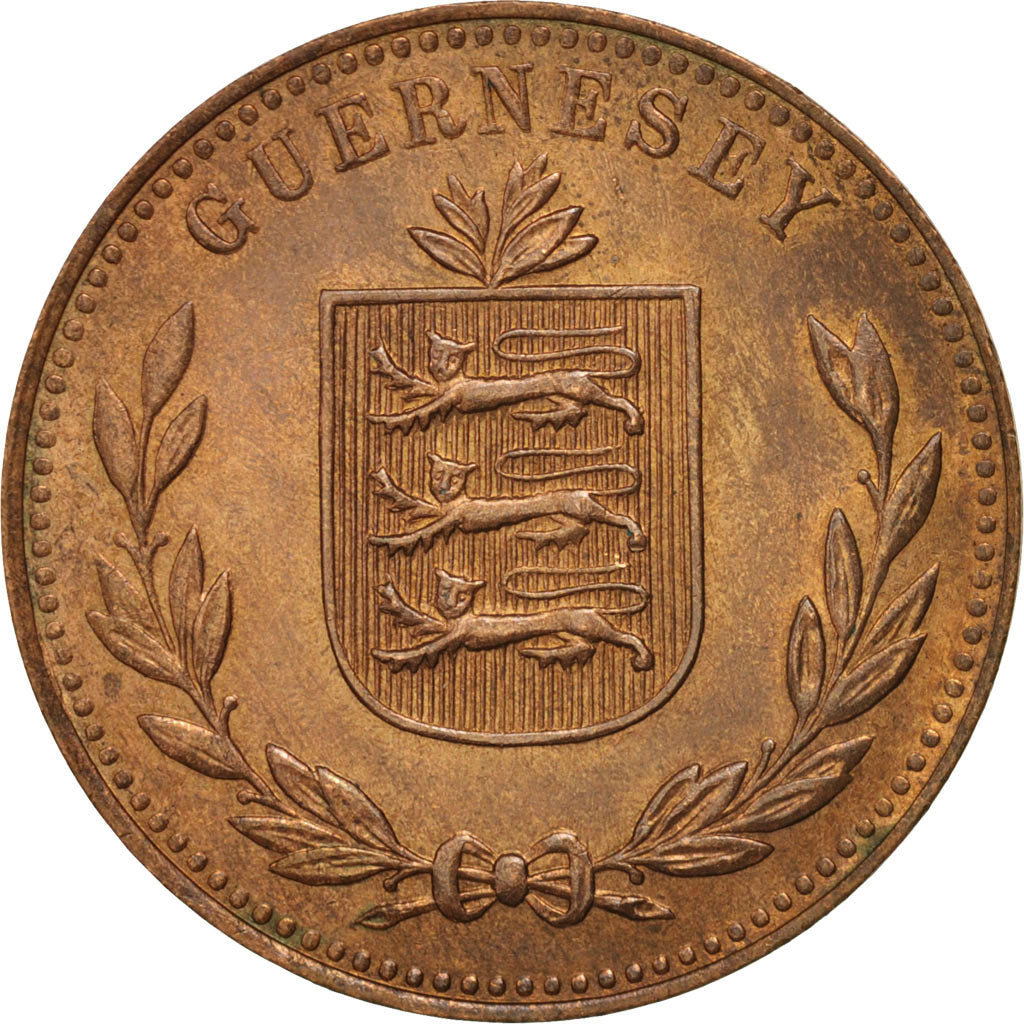 Moneta, Guernsey, 8 Doubles, 1949, Heaton, Birmingham, AU(55-58), Bronze, KM:14