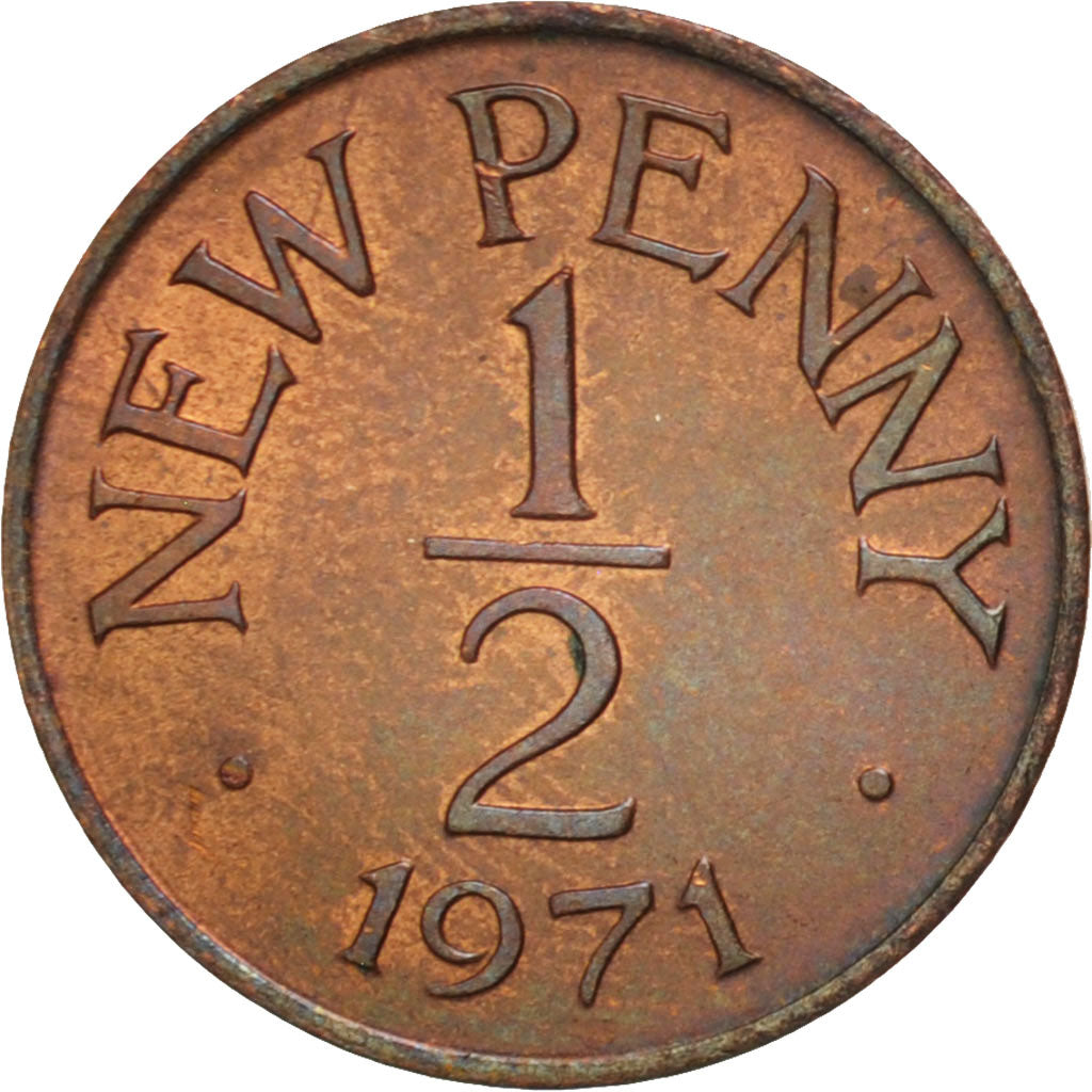 Guernsey, Elizabeth II, 1/2 New Penny, 1971, Guernesey, MS(63), Bronze, KM:20
