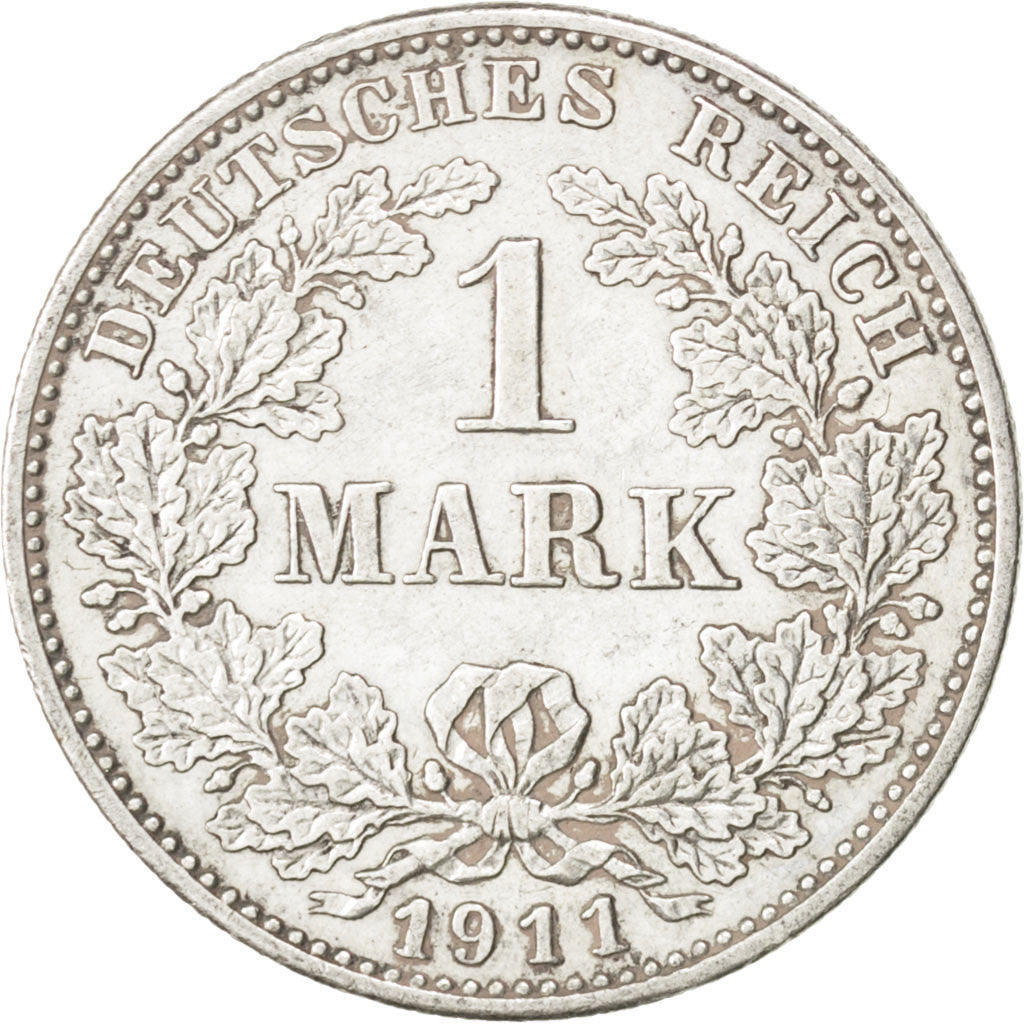 Coin, GERMANY - EMPIRE, Wilhelm II, Mark, 1911, Karlsruhe, AU(50-53), Silver