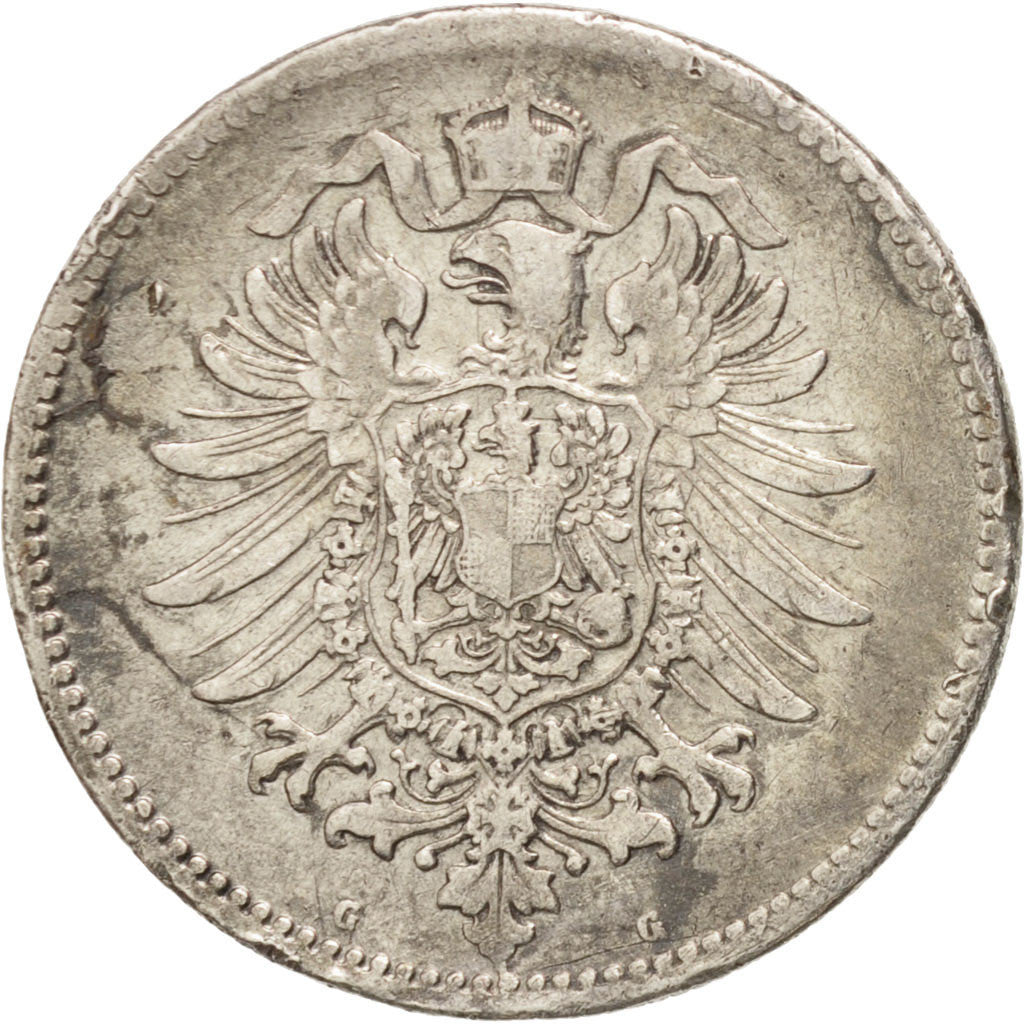 GERMANY - EMPIRE, Wilhelm I, Mark, 1885, Karlsruhe, VF(30-35), Silver, KM:7