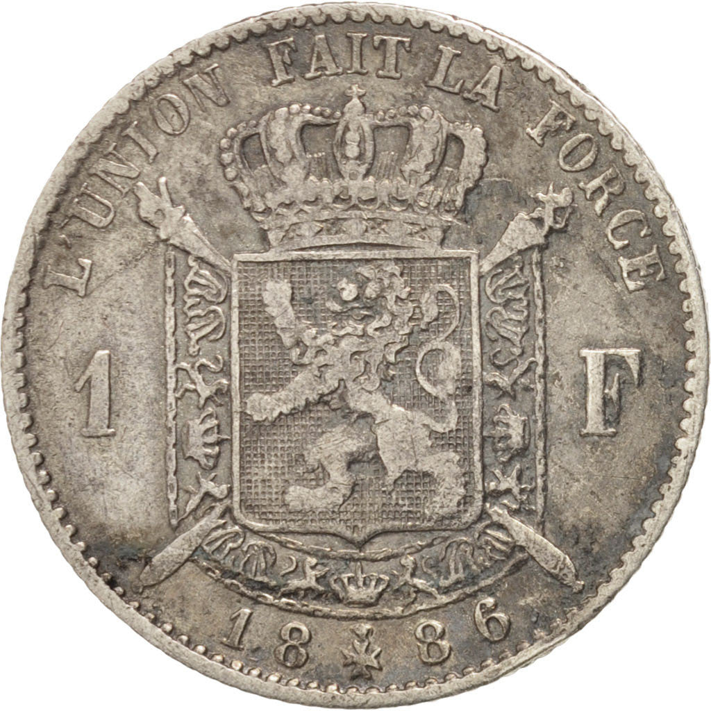 Belgium, Leopold II, Franc, 1886, F(12-15), Silver, KM:28.2