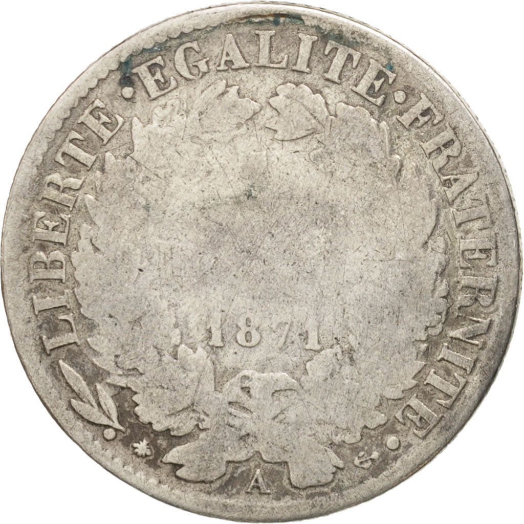 Francia, Cérès, Franc, 1871, Paris, B+, Argento, KM:822.1, Gadoury:465