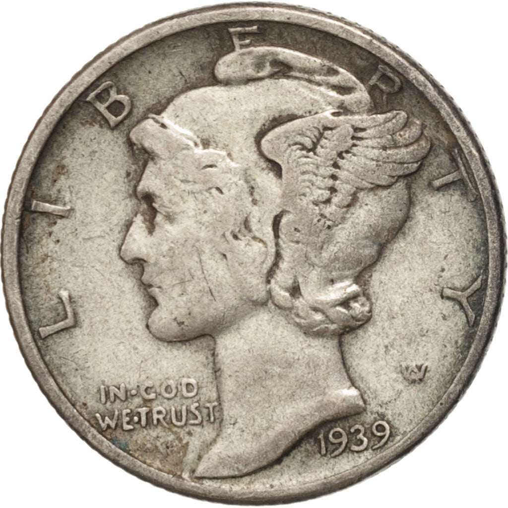 United States, Mercury Dime, Dime, 1939, U.S. Mint, Philadelphia, EF(40-45)