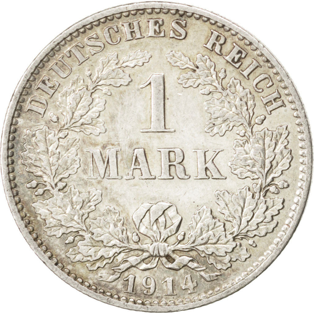 Coin, GERMANY - EMPIRE, Wilhelm II, Mark, 1914, Muldenhütten, AU(55-58)