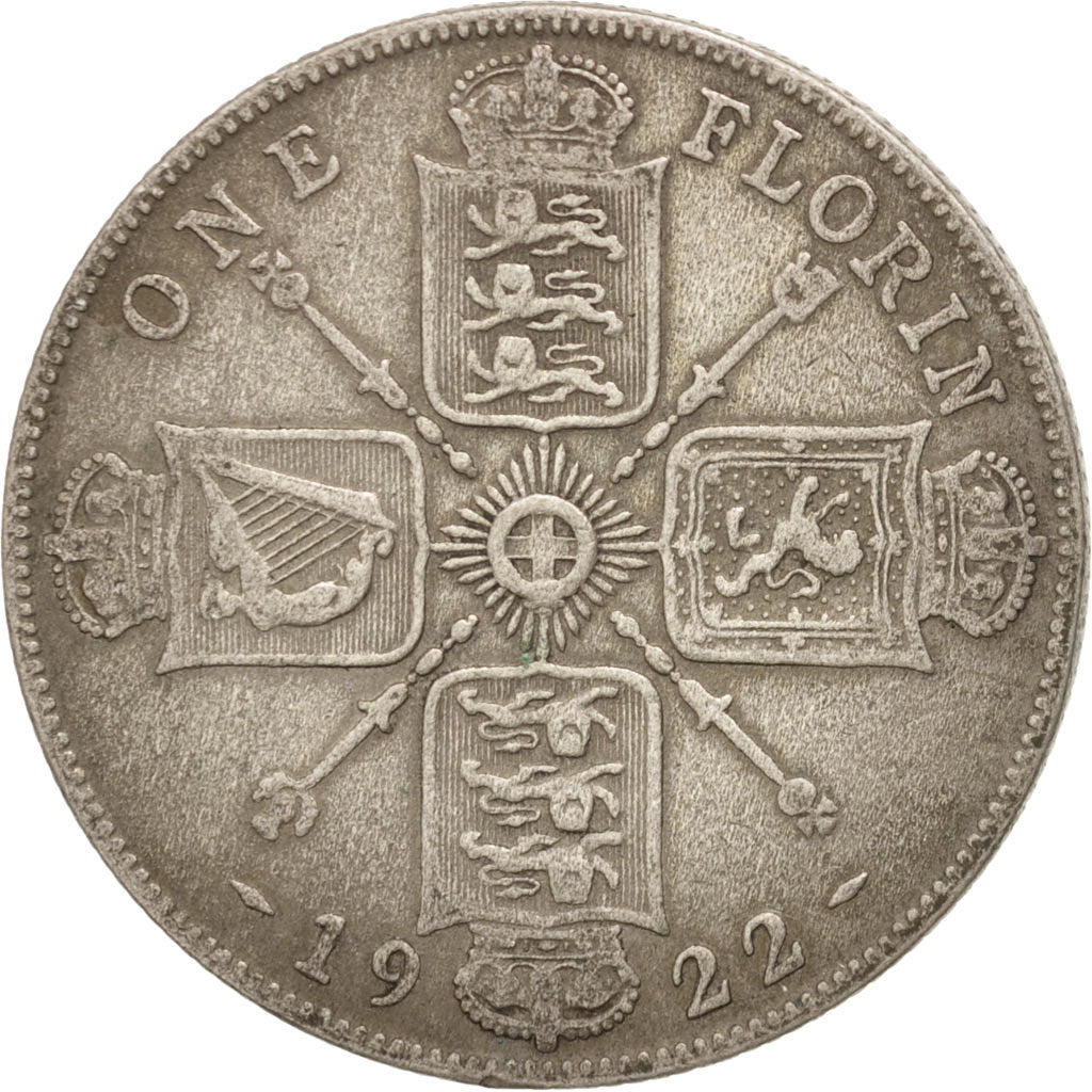 Gran Bretagna, George V, Florin, Two Shillings, 1922, MB+, Argento, KM:817a