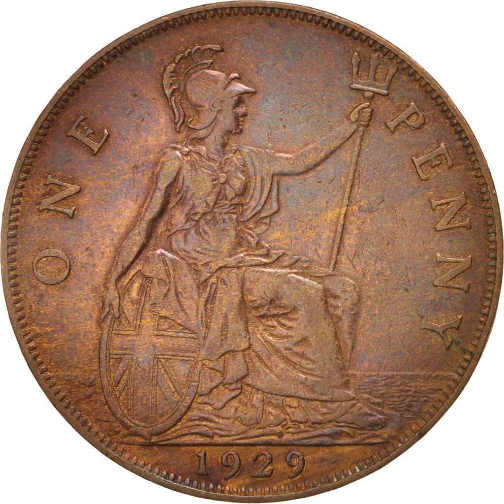 Great Britain, George V, Penny, 1929, AU(50-53), Bronze, KM:838