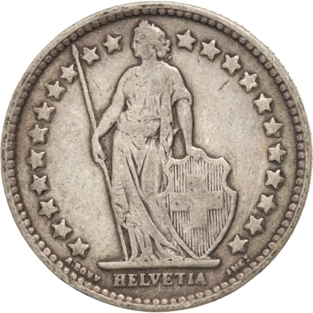Switzerland, 1/2 Franc, 1916, Bern, VF(30-35), Silver, KM:23