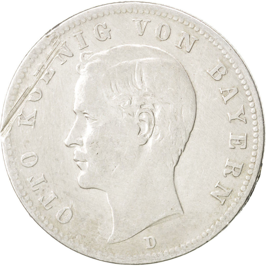 Coin, German States, BAVARIA, Otto, 2 Mark, 1893, Munich, VF(30-35), Silver