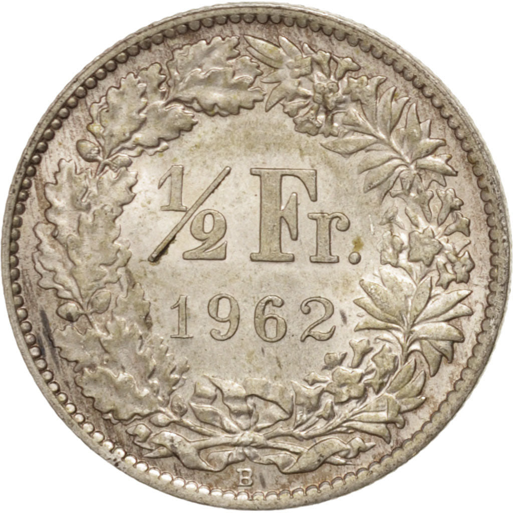 Coin, Switzerland, 1/2 Franc, 1962, Bern, MS(60-62), Silver, KM:23
