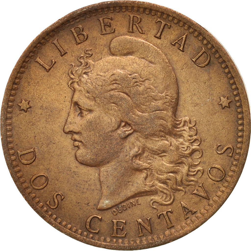 Argentina, 2 Centavos, 1890, EF(40-45), Bronze, KM:33