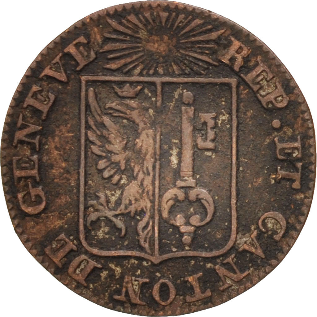 SWISS CANTONS, GENEVA, Sol, 1833, Genève, VF(30-35), Billon, KM:120