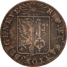 SWISS CANTONS, GENEVA, Sol, 1833, Genève, VF(30-35), Billon, KM:120