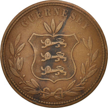 Moneta, Guernsey, 8 Doubles, 1864, Heaton, Birmingham, MB+, Bronzo, KM:7